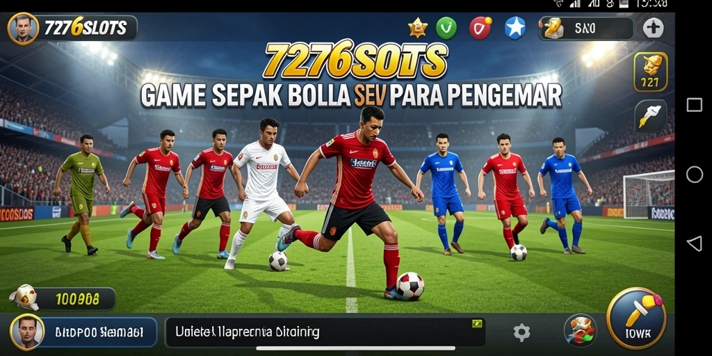 Tampilan gameplay seru dari 7276SLOTS dengan aksi sepak bola yang mendebarkan.