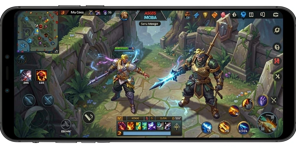Screenshot gameplay ASG55 yang menampilkan pertempuran tim yang mendebarkan.
