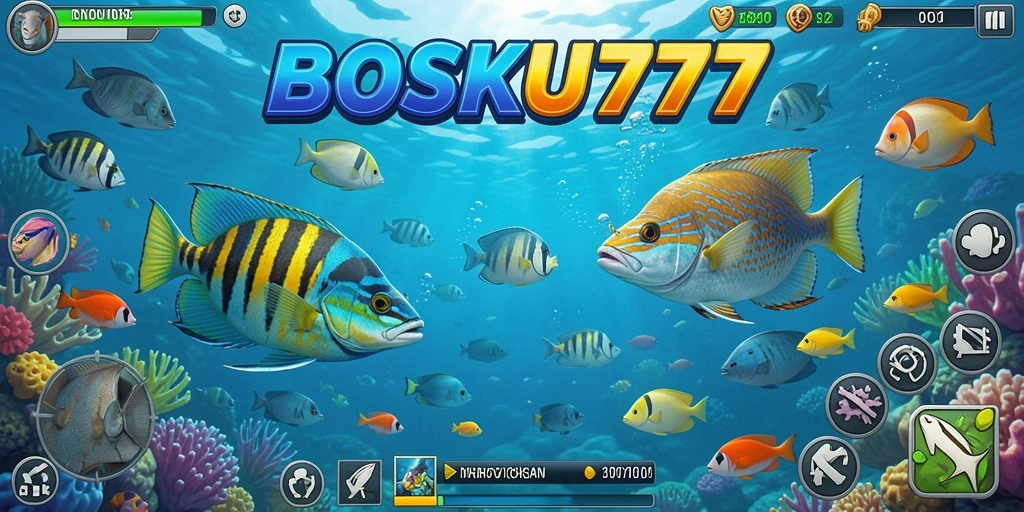 Tampilan gameplay menarik dari BOSKU777 saat menangkap ikan.