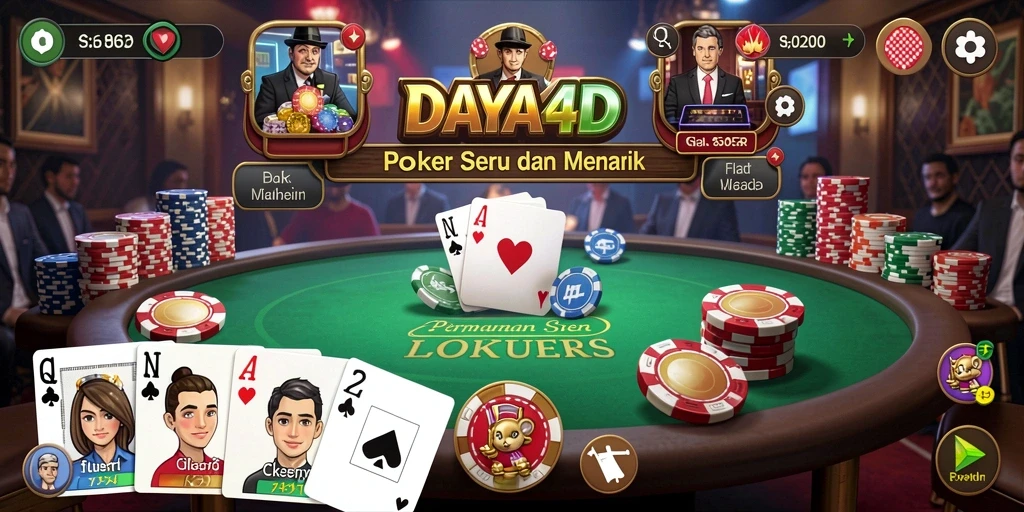 Tampilan screenshot utama DAYA4D menampilkan antarmuka permainan poker yang menarik.