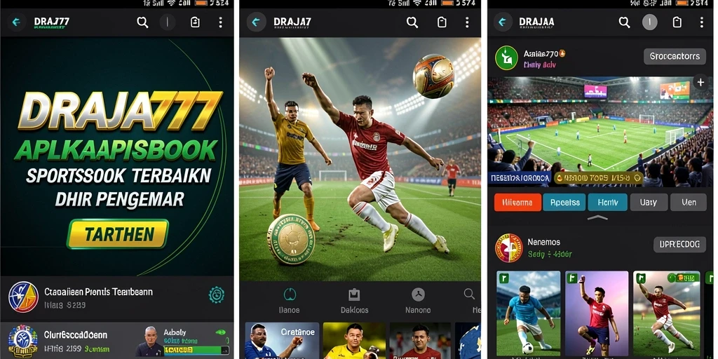 Screenshot utama DRAJA777 menampilkan antarmuka aplikasi Sportsbook yang menarik.