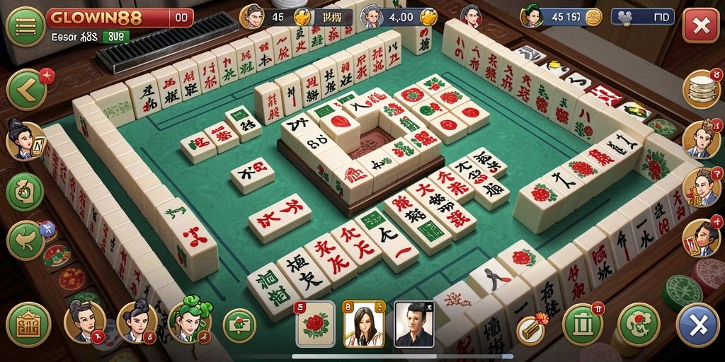 Tangkapan layar gameplay GLOWIN88 yang menampilkan tantangan Mahjong seru.