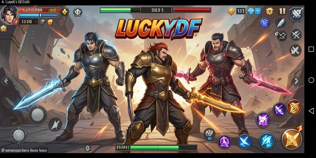 Screenshot LUCKYDF menampilkan aksi pertarungan yang mendebarkan di arena.