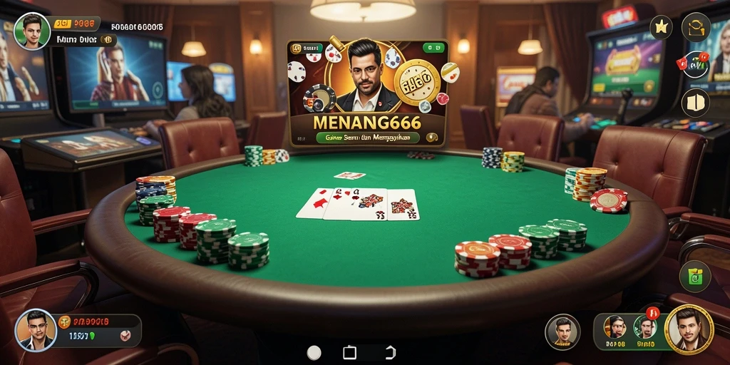 Tampilan gameplay Poker yang mengasyikkan dengan interaksi pemain.