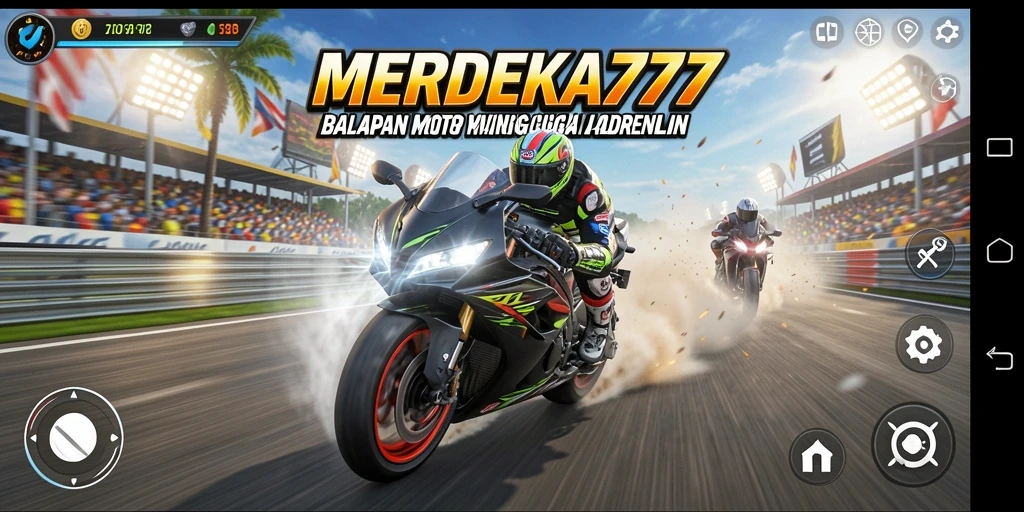 Tampilan menarik dari gameplay balapan motor di MERDEKA777.