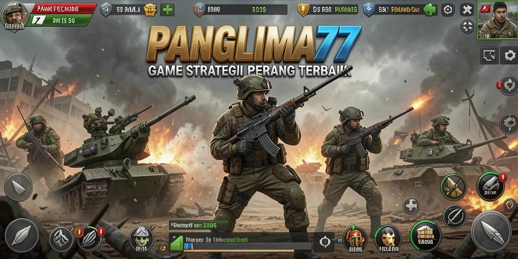 Tampilan gameplay mendebarkan dari PANGLIMA77 yang menampilkan strategi perang.