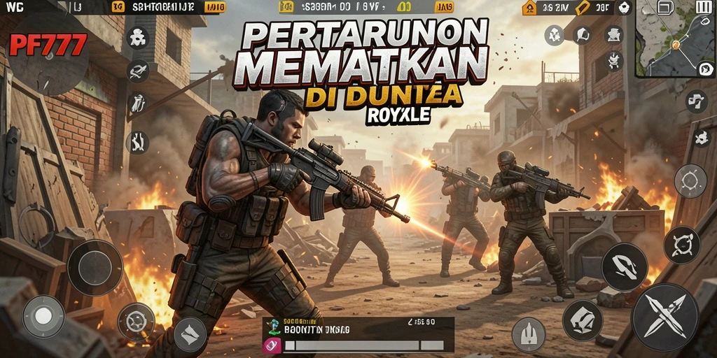 Screenshot permainan PF777 yang menunjukkan aksi Battle Royale yang mendebarkan.