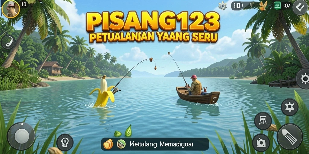 Gameplay PISANG123 yang seru dengan aksi memancing yang mendebarkan.