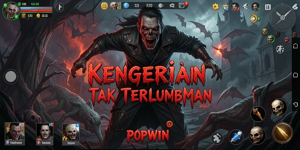 Tampilan gameplay menegangkan di dunia POPWIN yang angker.