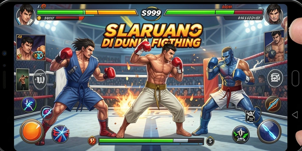 Tangkapan layar gameplay SL999 menampilkan pertarungan mendebarkan antar karakter.