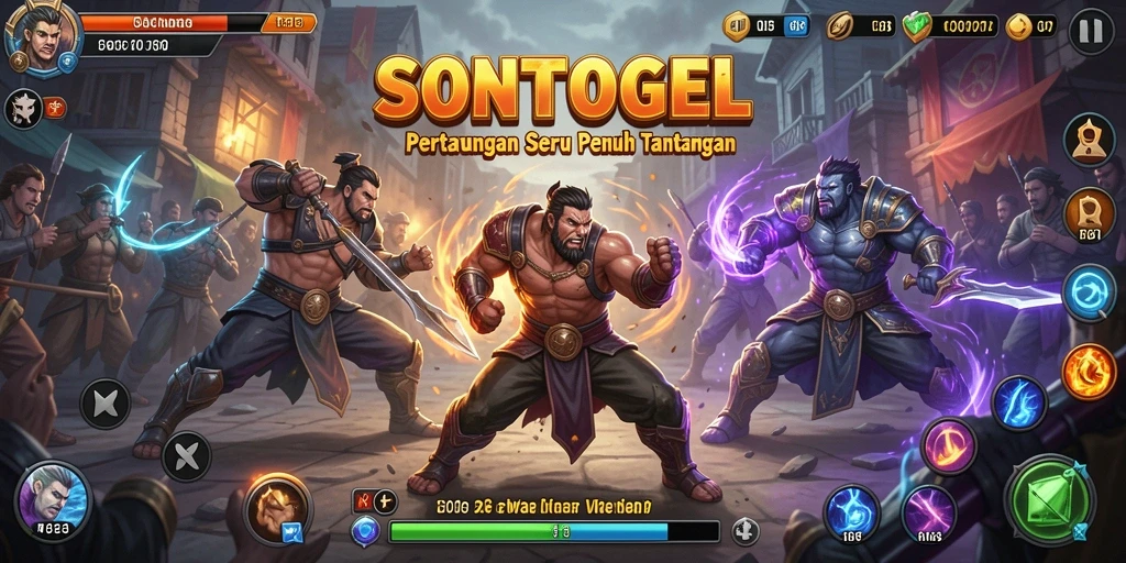 Tampilan gameplay seru di SONTOGEL saat karakter bertarung.