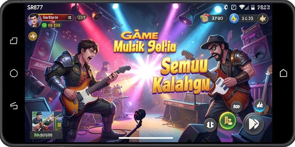 Tampilan gameplay seru dalam SR877 yang menantang kemampuan musik Anda.
