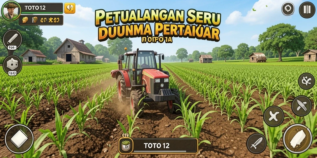 Screenshot gameplay TOTO12 menampilkan aktivitas pertanian yang seru dan interaktif.