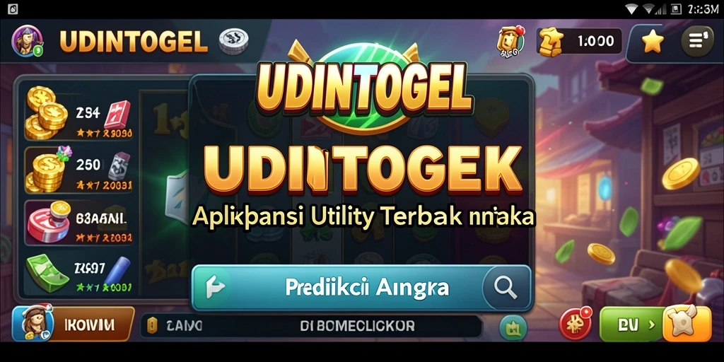 Tampilan aplikasi UDINTOGEL dengan fitur prediksi angka.