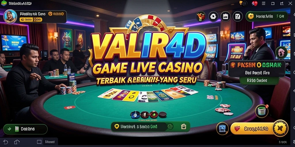 Screenshot VALIR4D menampilkan dealer ramah dan gameplay Live Casino yang menegangkan.
